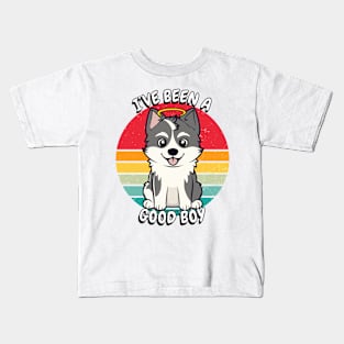 Cute Husky Dog is a Good Boy Kids T-Shirt